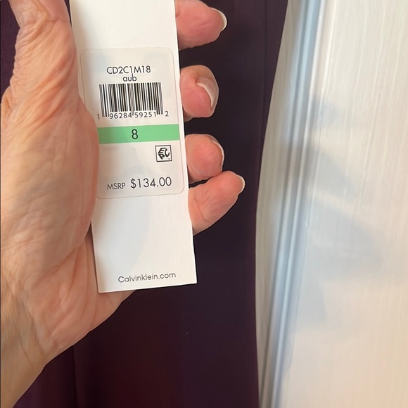 Calvin Klein Eggplant Purple Sleeveless A-Line Midi Dress Sz 8 - Picture 3 of 5